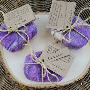 Purple Wool Covered Soap, Organic Lavender Goats Milk Soap, Natural Loofah, Felted Soap, Exfoliating Soap, Calming Soap, Gentle Exfoliator