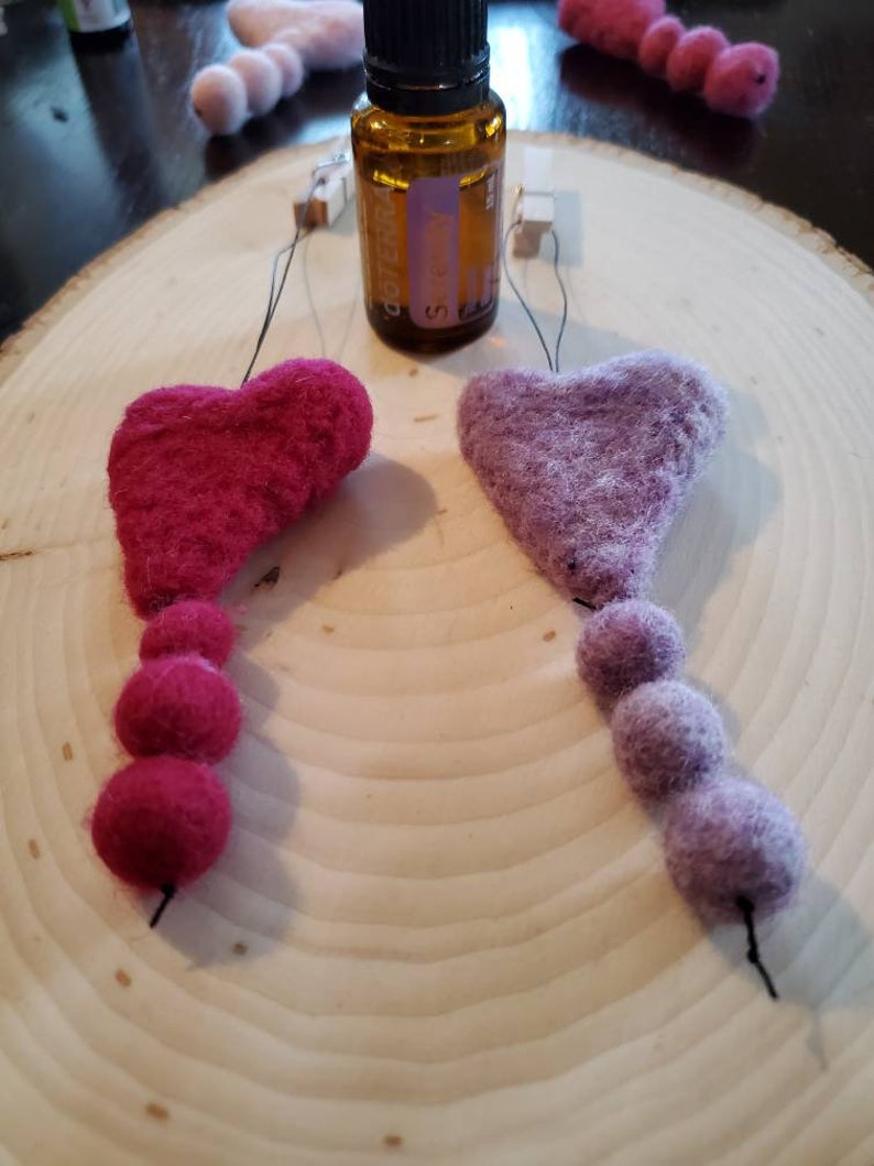 Green Felt heart air freshener essential oil diffuser needle Etsy