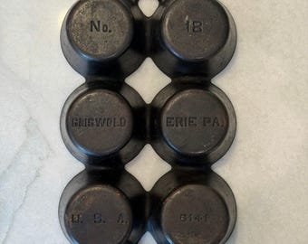 ビンテージ グリズウォルド No.18 鋳鉄製マフィン型 6カップ – 6141 USA
