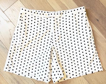 Pantalones cortos de golf vintage de algodón para mujer de Ralph Lauren, estampado de lunares blancos y negros.