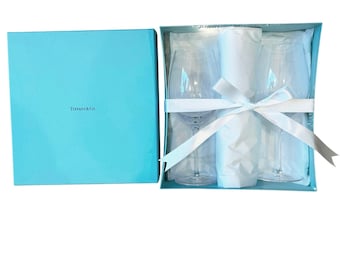 Tiffany & Co Kristallvinglas Set om 2 – Tillverkade i Tyskland, Nya i låda