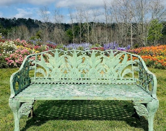 Antique Coalbrookdale Lily of the Valley Cast Iron Garden Bench Victorian