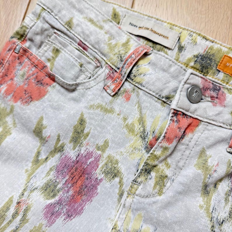 Anthropologie Pilcro & The Letterpress Stet Floral Pattern Jeans Cotton Sz 27 image 3