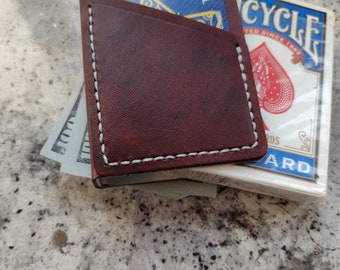 Leather playing card clip wallet
