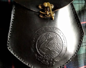 Custom Leather Sporran with Clan Crest