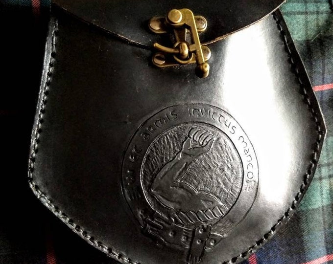 Custom Leather Sporran with Clan Crest