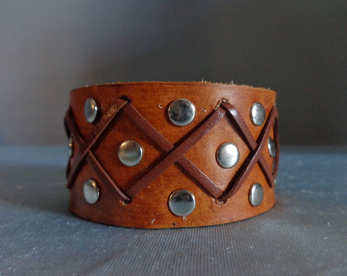 Leather Cuff by Artrix Leather and Fine art - Rivets and Lace Cuff