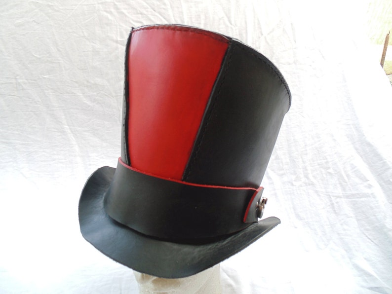 Steampunk Leather Top Hat With Moving Gears Leather Hat Band by Artrix Leather and Fine Art image 1