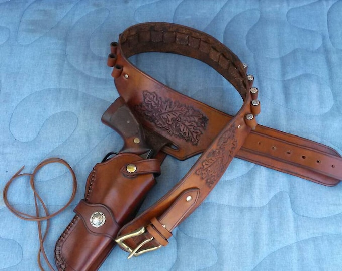 Western Leather Holster and Cartridge Belt- custom made to order