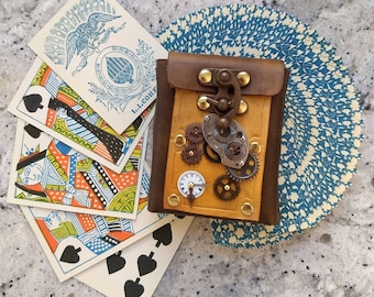 Steampunk Leather Card Case