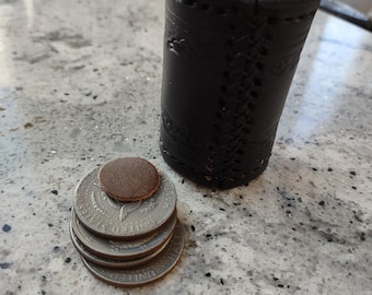 Custom Leather Half Dollar Size Cylinder for cylinder and coins magic trick made to order