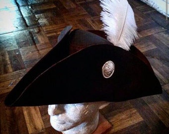 Tricorn Leather Hat