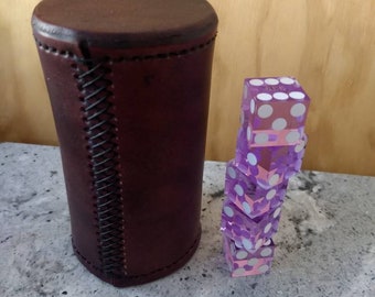 Custom leather dice stacking cup