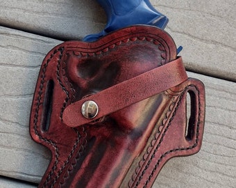 Custom molded leather high ride holster made to order