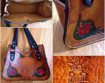 Custom leather purse hand tooled leather