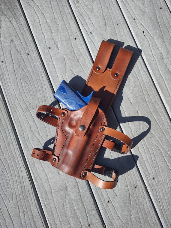 Custom Molded Leather Drop Leg Tactical Style Holster Made to Order 