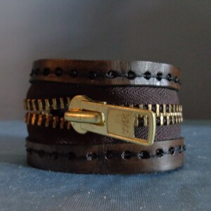 Leather Cuff by Artrix Leather and Fine art - Zipper Cuff