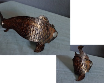 Leather cuff hand tooled by Artrix Leather and Fine Art -The Koi Leather Cuff