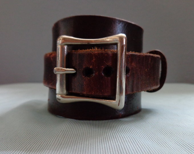 Leather cuff hand tooled by Artrix Leather and Fine Art -The Spartan Leather Cuff