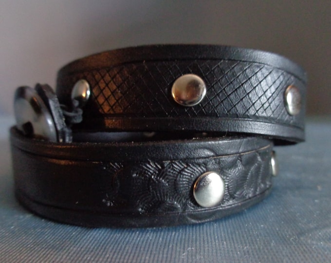 Leather Cuff by Artrix Leather and Fine art - Triple Wrap Leather Bracelet with Rivets