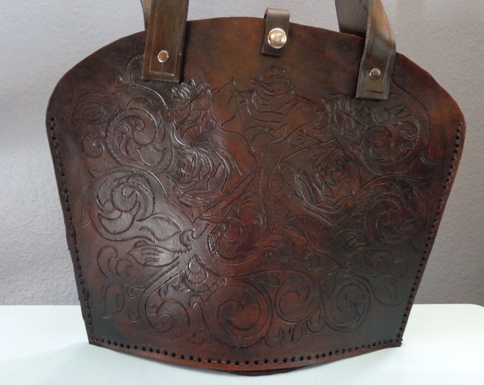 Leather Purse hand tooled by Artrix Leather and Fine Art-  Rose Tote Style Shoulder Bag