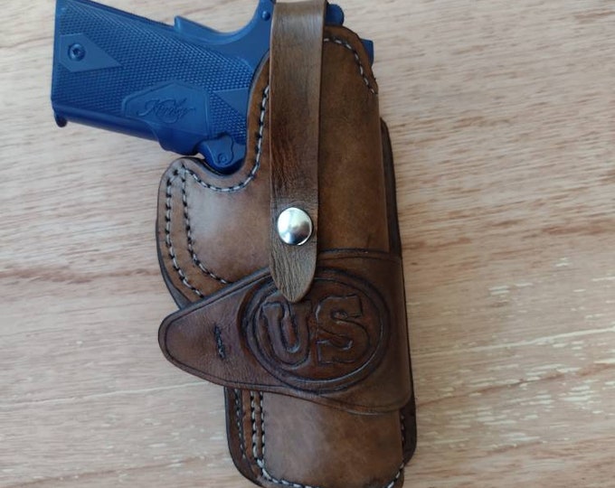 Custom Western style drop loop leather holster made to order