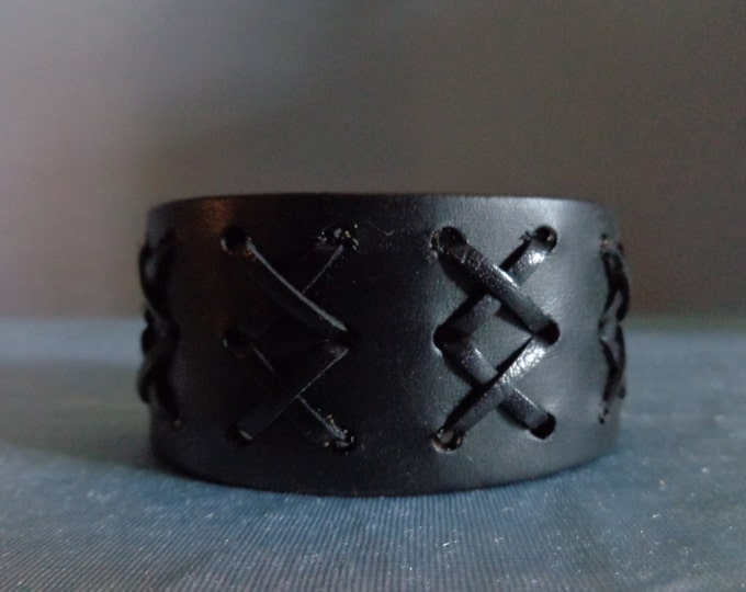 Leather Cuff by Artrix Leather and Fine art - Double X Leather Cuff