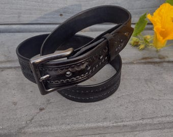 Custom hand tooled leather belt 1.5"