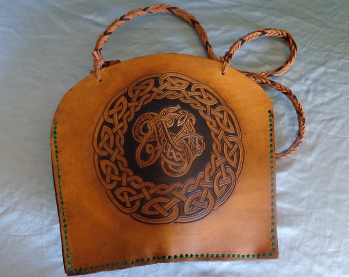 Leather Purse hand tooled by Artrix Leather and Fine Art - Celtic Dragon Purse with Zippered Pocket