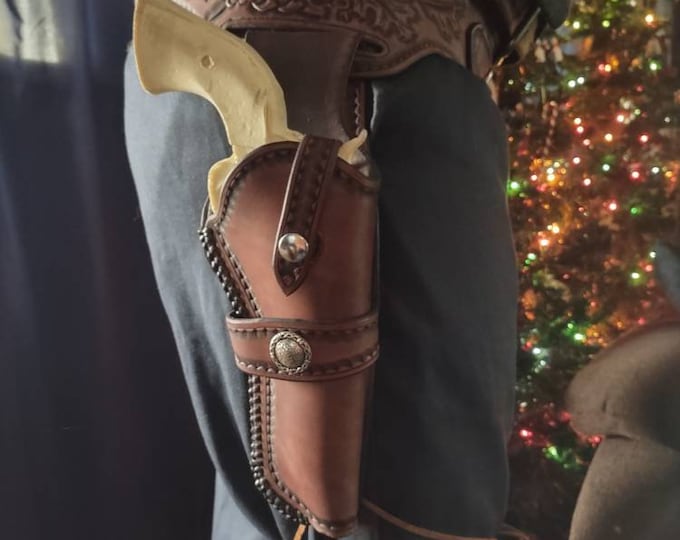 Western Buscadero Style Leather Holster and Cartridge Belt- custom made to order