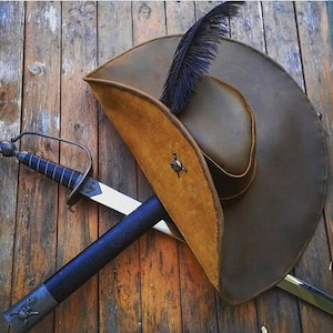 Leather Cavalier Wide Brim Buccaneer Hat