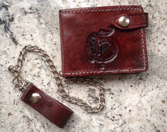 Leather Biker Wallet Chain wallet- Billfold