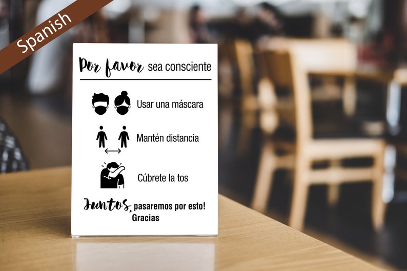 Spanish Version Wear a Mask Printable papers Instant Download Store sign Business sign Social distancing,cover your cough Sign