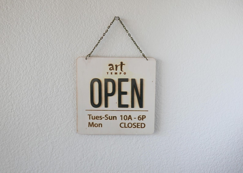 Double Sided Wood Open Closed Sign , With or Without Business Hours and ...