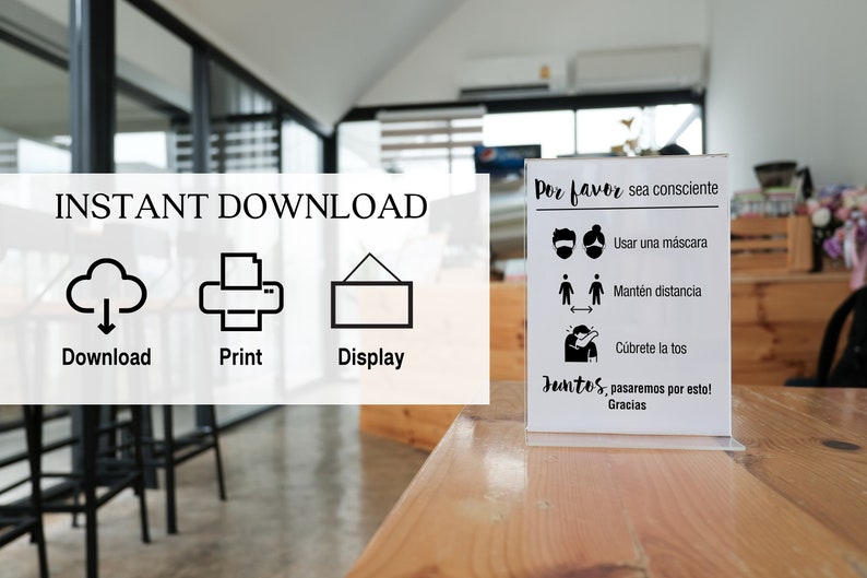 Spanish Version Wear a Mask Printable papers Instant Download Store sign Business sign Social distancing,cover your cough Sign
