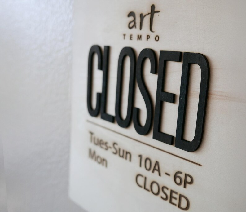 Double Sided Wood Open Closed Sign , With or Without Business Hours and ...