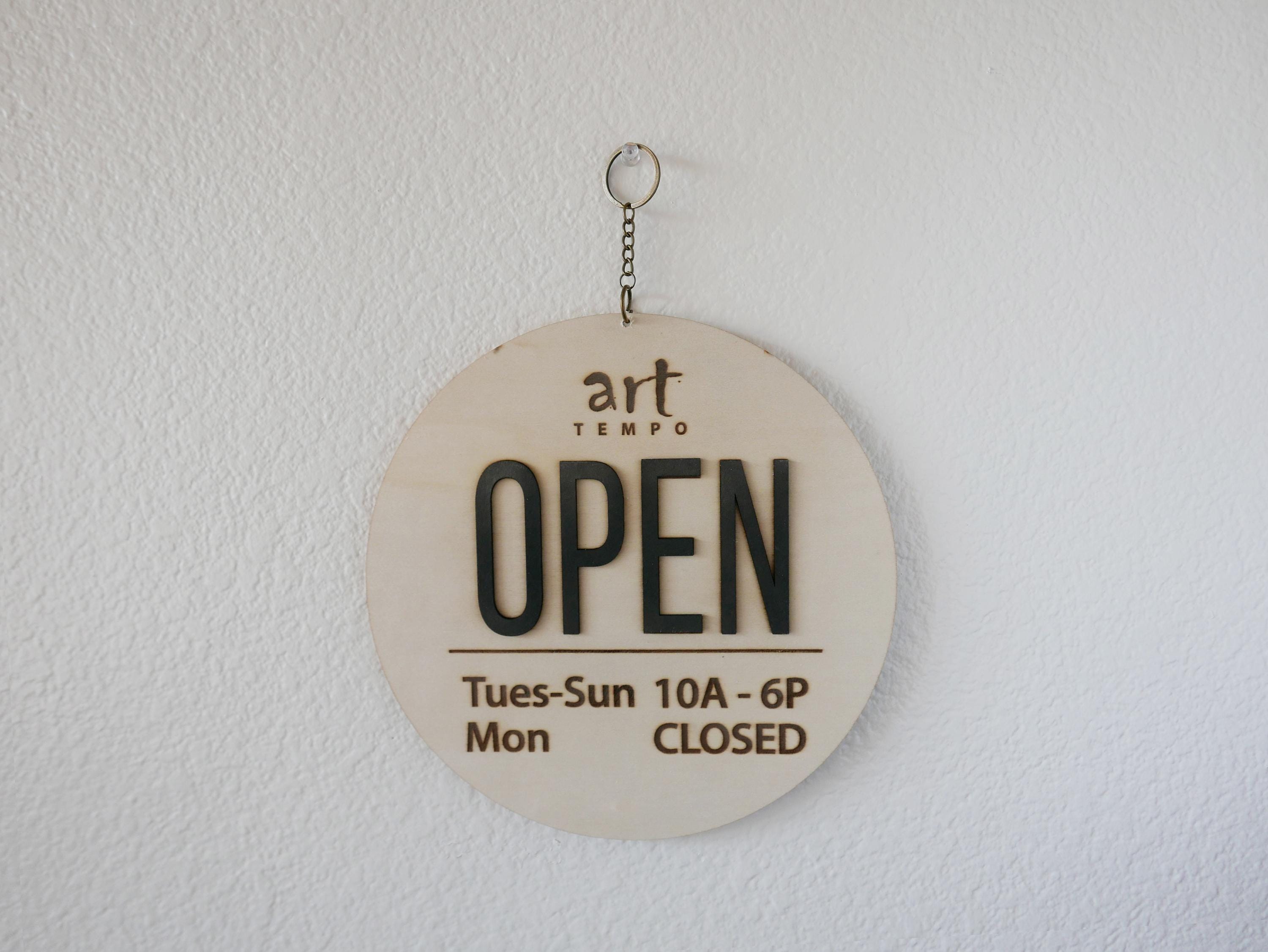 Double Sided Wood Open Closed Sign , With or Without Business Hours and ...