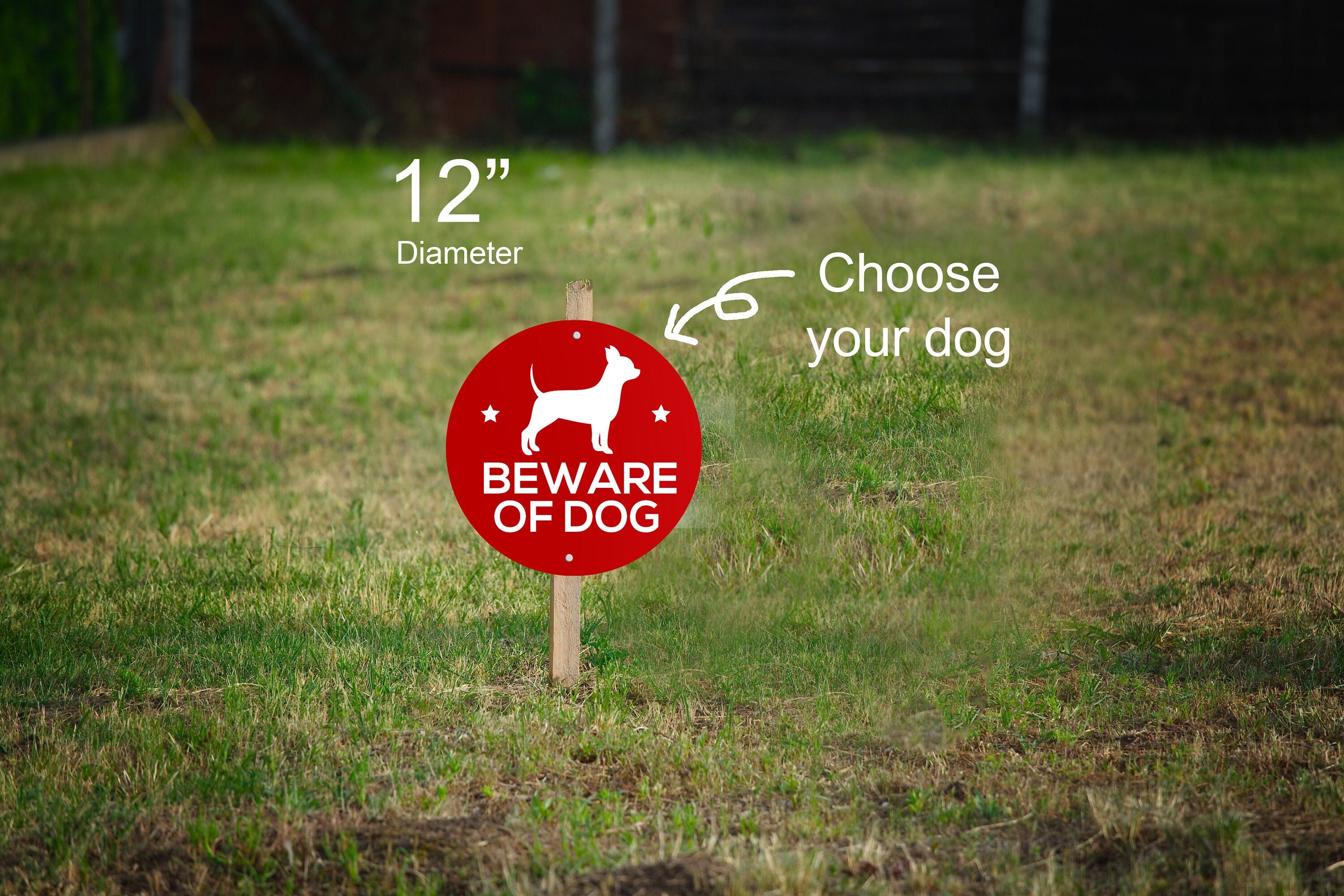 Beware of Dogs Rustic Metal Staked Yard Warning Sign 21 to 33 