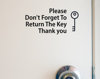Restroom sign 'Please Don't Forget To Return The Key Thank you' store sign, Business sign, restroom key sign