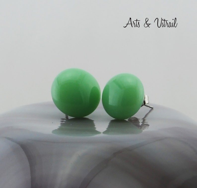 Stainless Steel Green Earrings Glass Earrings Stud or Dangle Drop Earrings