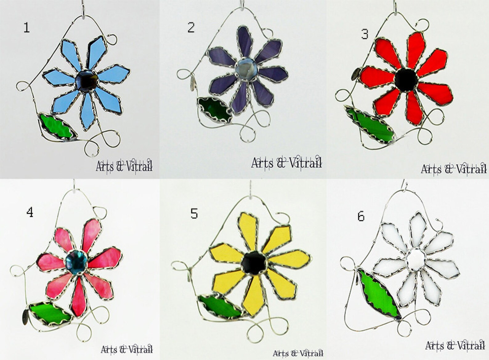 Stained Glass Flower Screen Door Flower Glass Gift Etsy