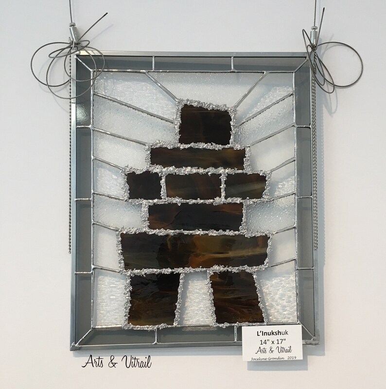 Inukshuk Panel Stained Glass Zinc Framing Decorative Etsy