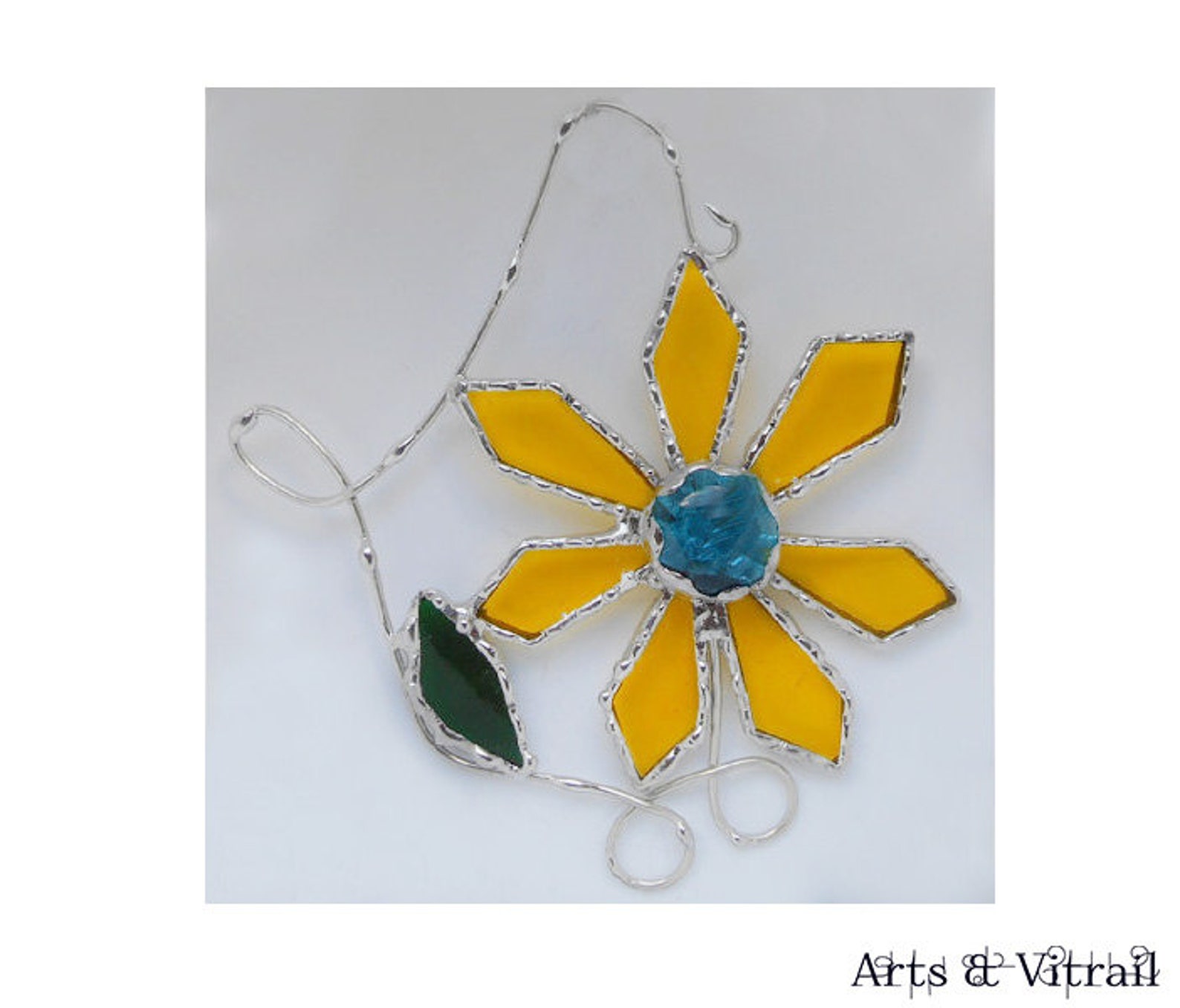 Stained Glass Flower Screen Door Flower Glass Gift Etsy