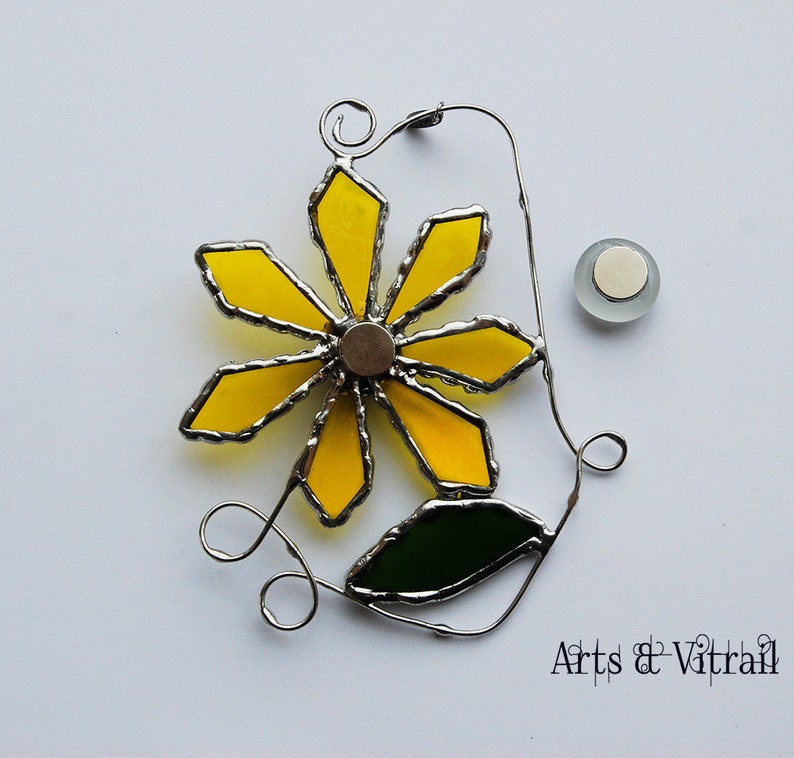 Stained Glass Flower Screen Door Flower Glass Gift Etsy