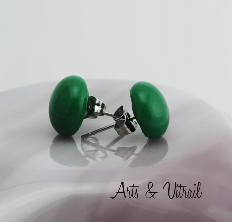 Stainless Steel Green Earrings Glass Earrings Stud or Dangle Drop Earrings