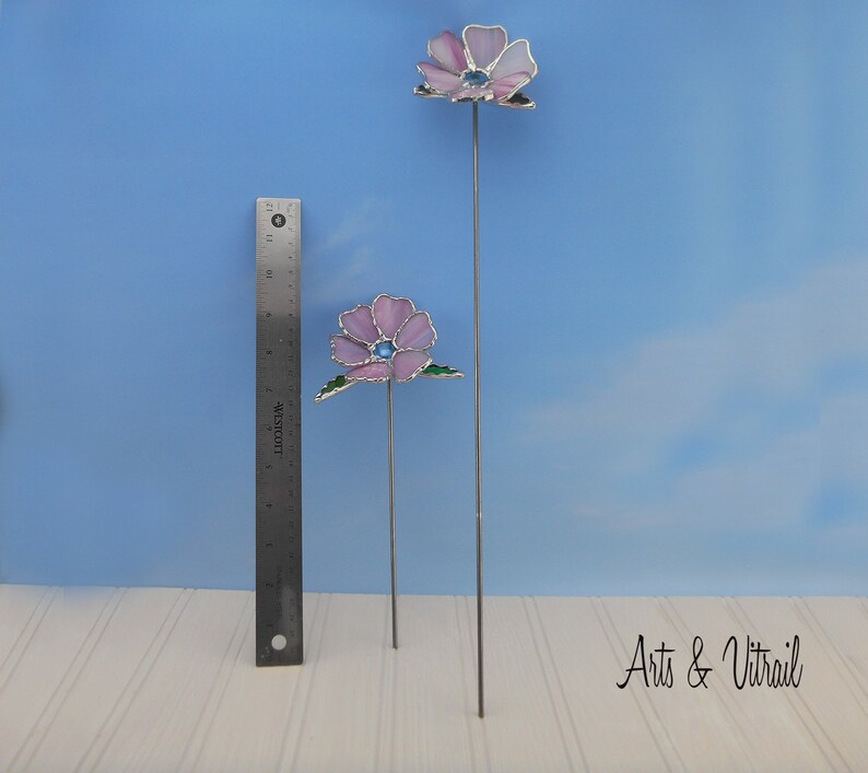 Stained glass flower on metal rod for flower plant plant or Etsy
