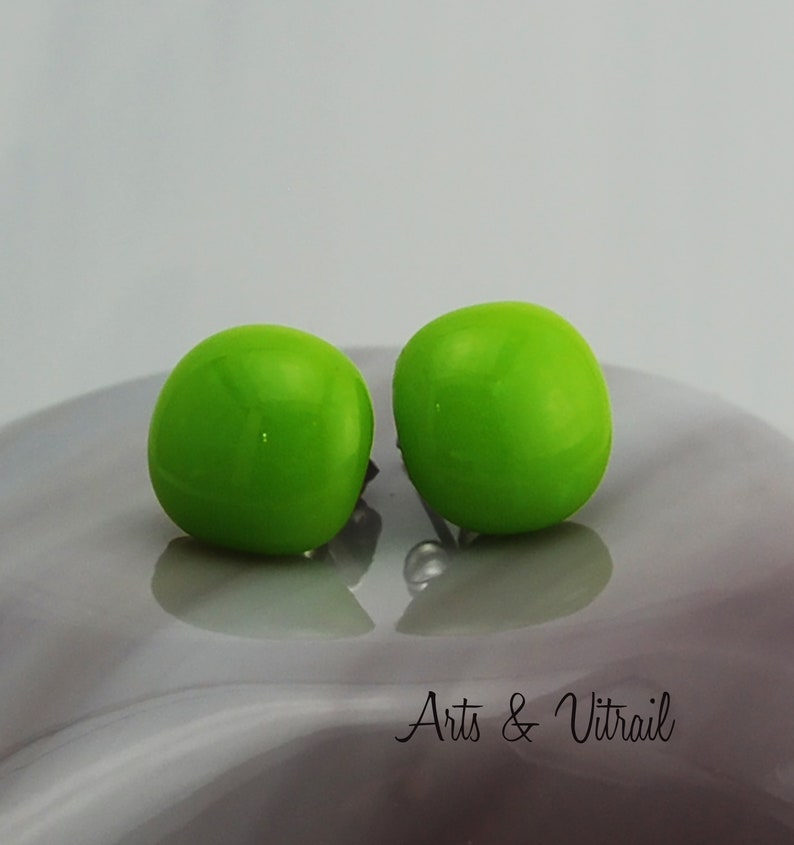 Stainless Steel Green Earrings Glass Earrings Stud or Dangle Drop Earrings