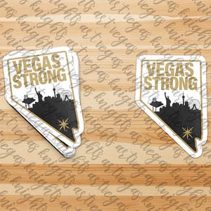 Calcomanía de Vegas Strong / Silueta de la Franja de Las Vegas / Vinilo impermeable / Calcomanía para automóvil, computadora portátil, botella de agua / Regalo para fanáticos de Vegas Golden Knights
