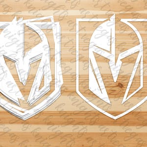 Calcomanía de vinilo con el logotipo principal de Las Vegas Golden Knights, contorno transparente blanco, resistente al agua y al sol