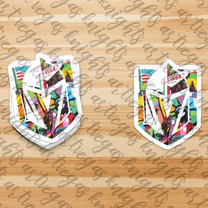 Logotipo principal de Las Vegas Golden Knights / Dibujo animado de Las Vegas Strip America / Adhesivo de vinilo / Resistente al agua / Resistente al sol